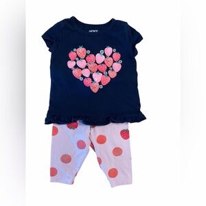Carter's Navy and Pink Strawberry Summer Set